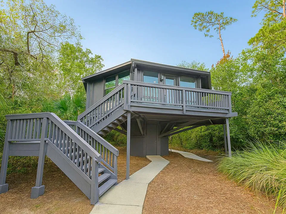 A Lake Lofts residence with elevated deck and exterior stairway